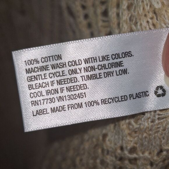 Crochet BOHO Open Cardigan Sweater Vest Duster Maxi 100% Cotton SOFT Mossimo L - Picture 5 of 15